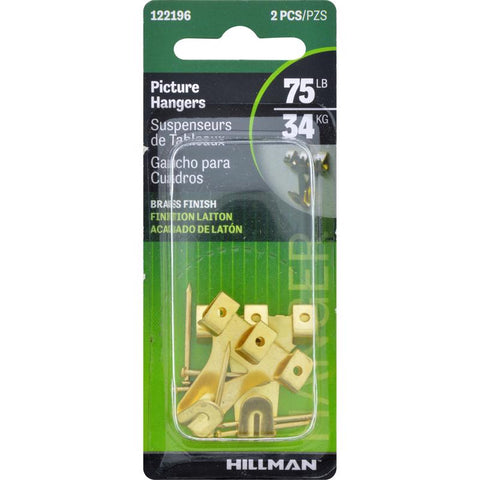 HILLMAN Brass-Plated Gold Professional Picture Hanger 75 lb 1 pk (Pack of 10)