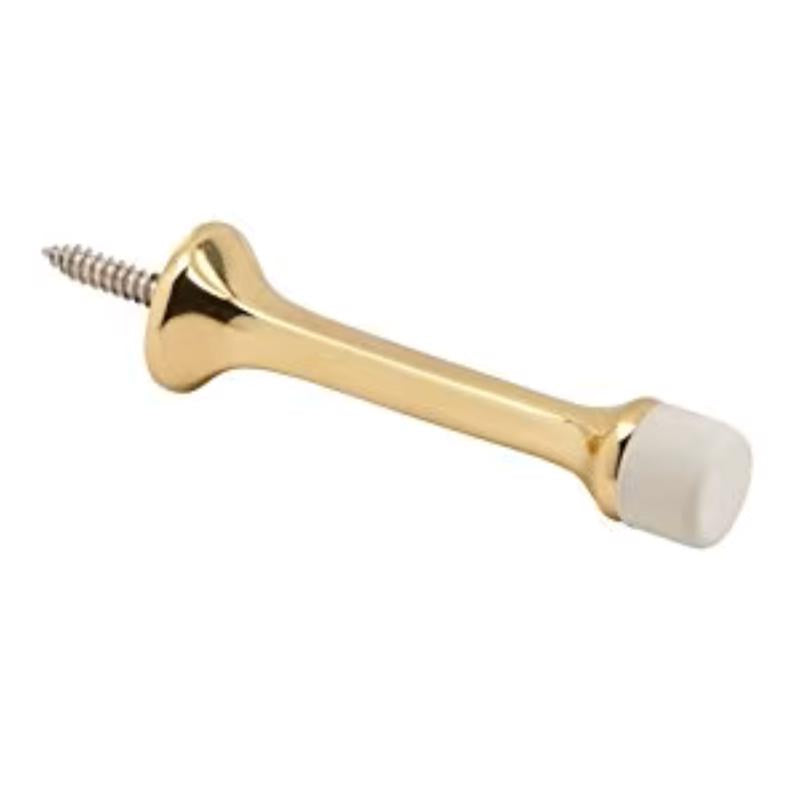 Soportes metálicos para tope de puerta Schlage de 3-1/8 pulg. de ancho x 7/8 pulg. de largo, color latón brillante, se instalan en la puerta y en la pared a 7/8 pulg.