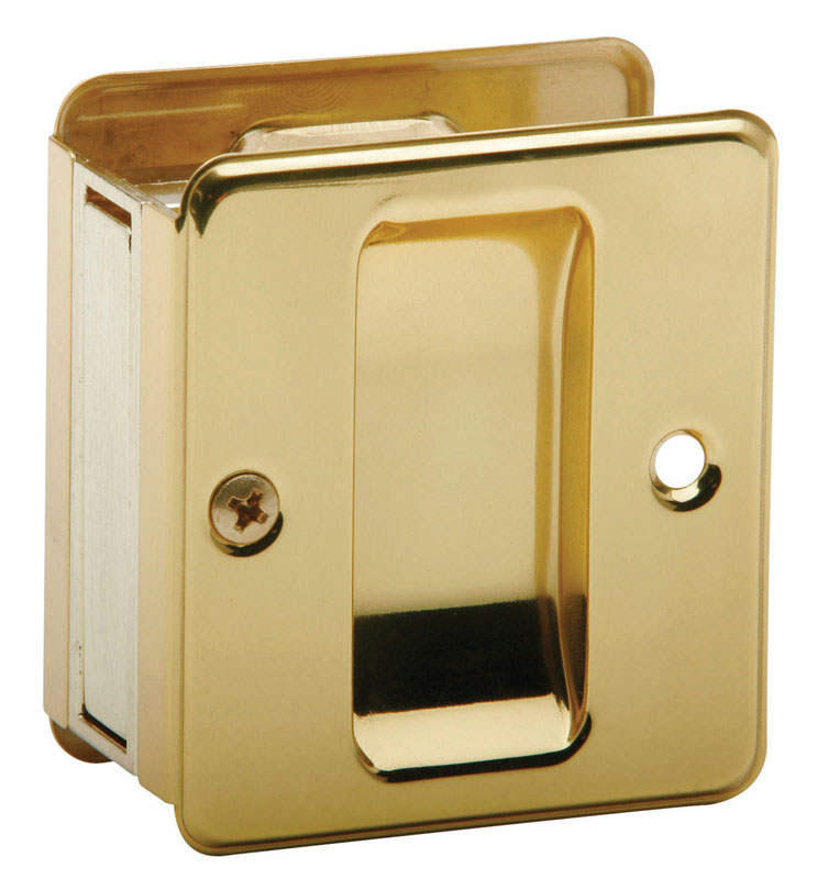 Tirador para puerta corredera Schlage de latón macizo dorado brillante, 2,5 pulg. de diámetro x 2,25 pulg. de largo, 1 ud.