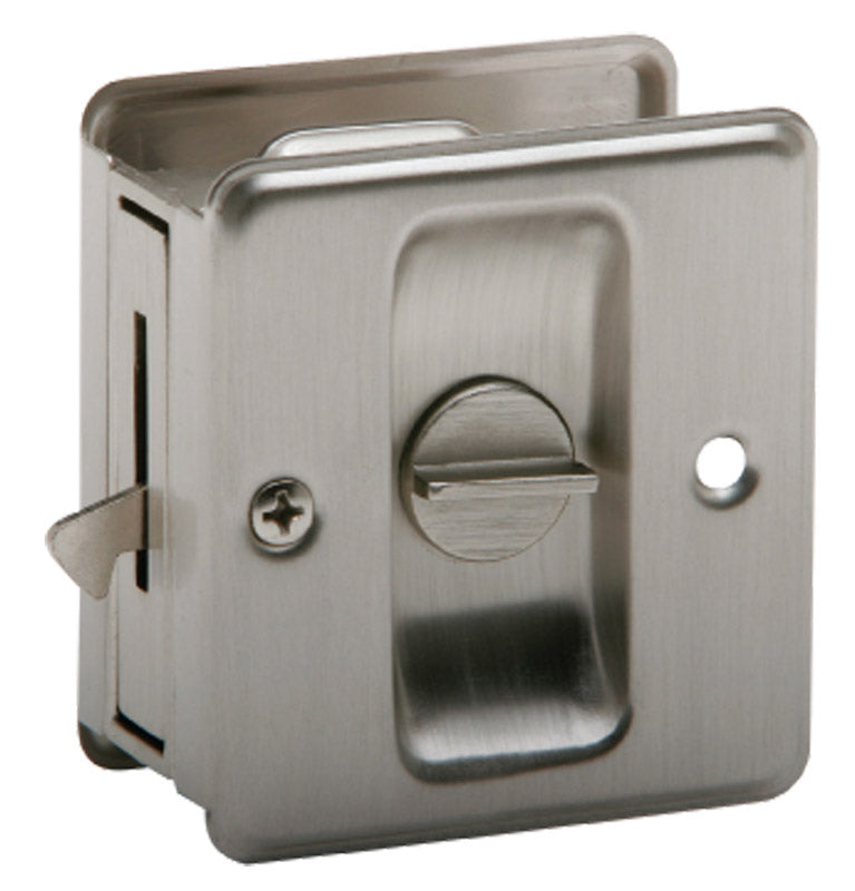 Cerradura de privacidad para puerta corredera Schlage de 1,75 pulgadas, acabado satinado en níquel, latón macizo, 1 ud.
