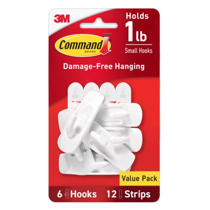 3M Command Small Plastic Hook 2.37 in. L 6 pk