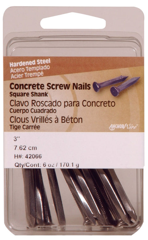 HILLMAN 3 in. Concrete Hardened Steel Screw Nail Flat Head 6 oz (Pack of 5)