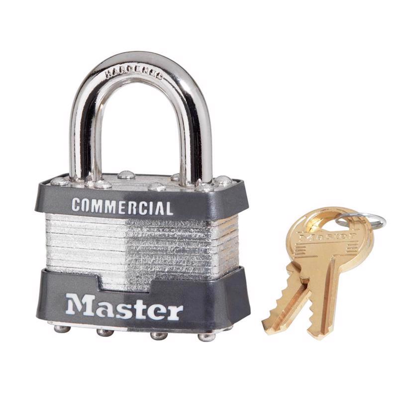 Candado exterior Master Lock de acero laminado con rodamientos de bolas, 1-5/16 pulg. de alto x 1-3/4 pulg. de ancho (paquete de 6)