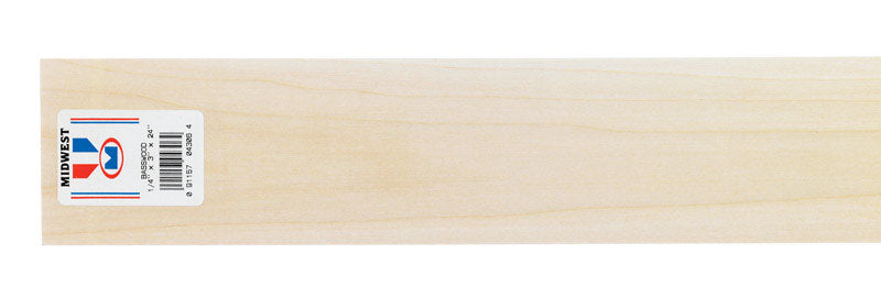 Midwest Products 1/4 in. X 3 in. W X 2 ft. L Basswood Sheet #2/BTR Premium Grade (Pack of 5)
