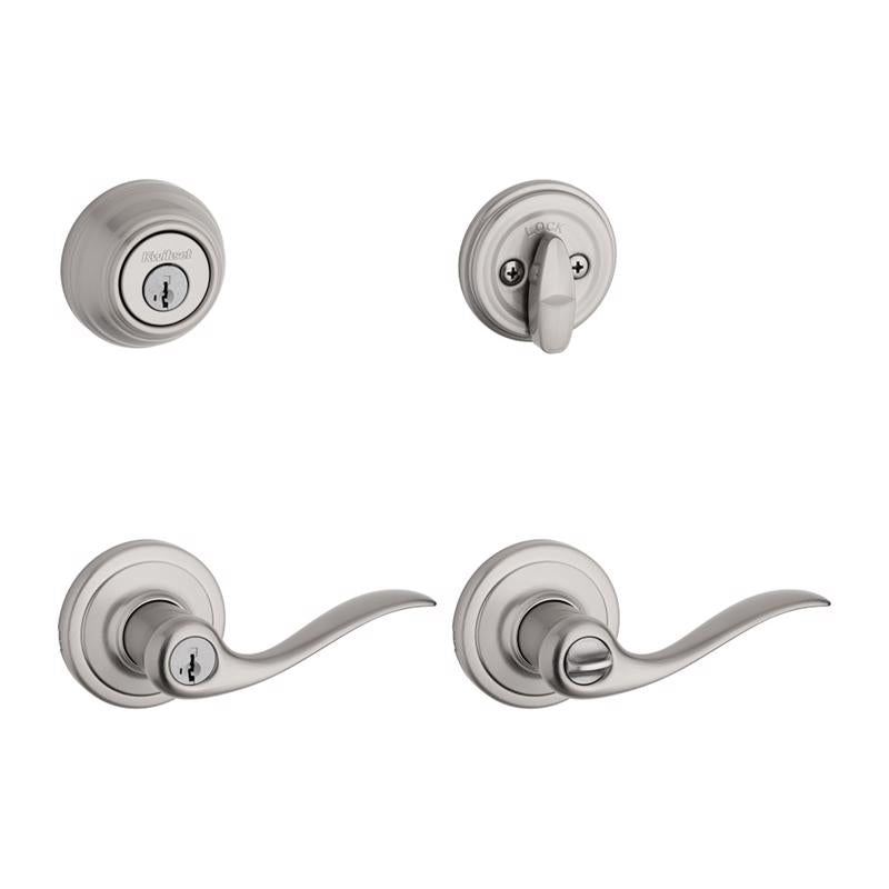 Kwikset Tustin Signature Series Traditional Satin Nickel Entry Lockset KW1 1-3/4 in.