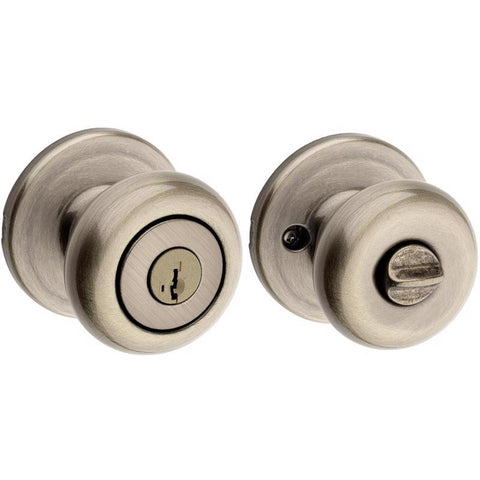 Kwikset SmartKey Juno Antique Brass Entry Lockset KW1 1-3/4 in.