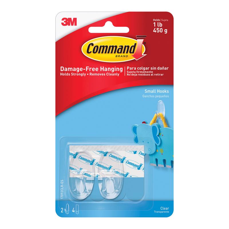3M Command Small Plastic Hook 2.375 in. L 1 pk (Pack of 6)
