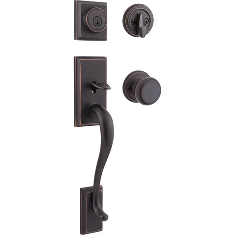 Juego de manijas de entrada Kwikset SmartKey Hawthorne/Juno en bronce veneciano KW1 de 1-3/4 pulg.