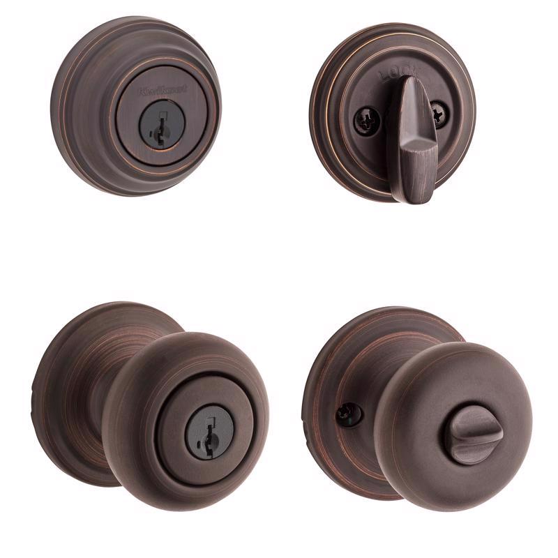 Kwikset Juno Signature Series Traditional Venetian Bronze Entry Lockset KW1 1-3/4 in.