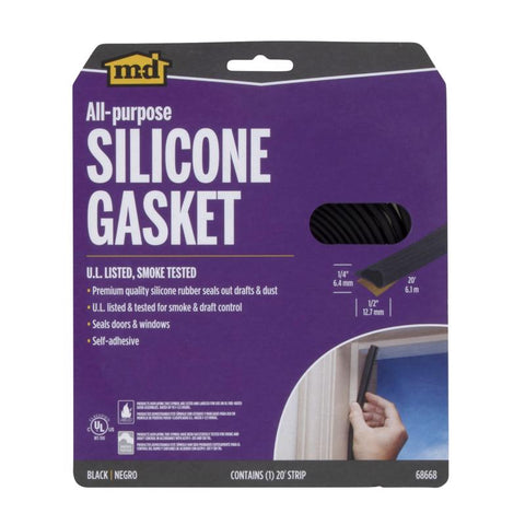Burlete de silicona negro para puertas M-D Building Products, 240 pulg. de largo x 0,25 pulg.
