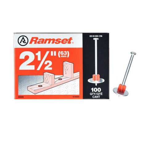 Ramset 0.300 in. D X 2.5 in. L Steel Flat Head Drive Pin with Washer 100 pk