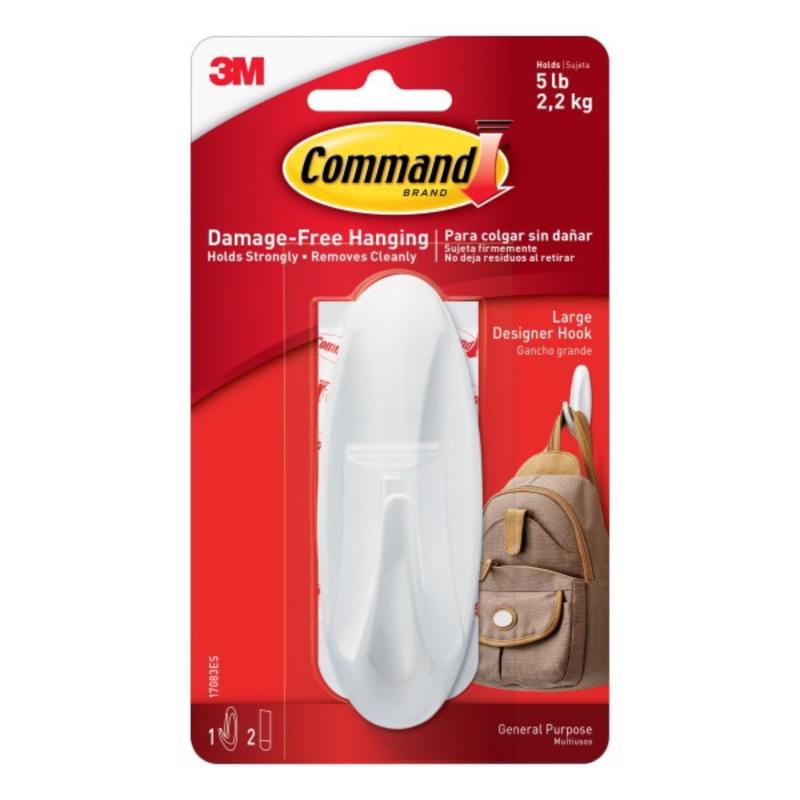 3M Command Large Plastic Designer Hooks 4.125 in. L 1 pk (Pack of 4)