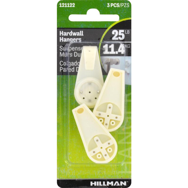 HILLMAN Plastic Coated White Hardwall Picture Hook 25 lb 3 pk (Pack of 10)
