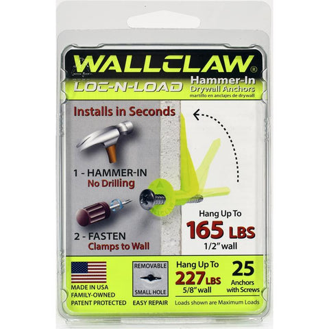 WallClaw Anchors LOC-N-LOAD .25 in. D X 2 in. L Plastic/Steel Pan Head Wallboard Anchors 25 pk