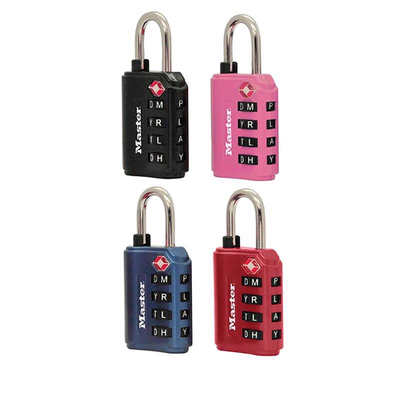 Master Lock 1-5/32 in. H X 1 3/8 in. W Steel 4-Dial Combination Luggage Lock