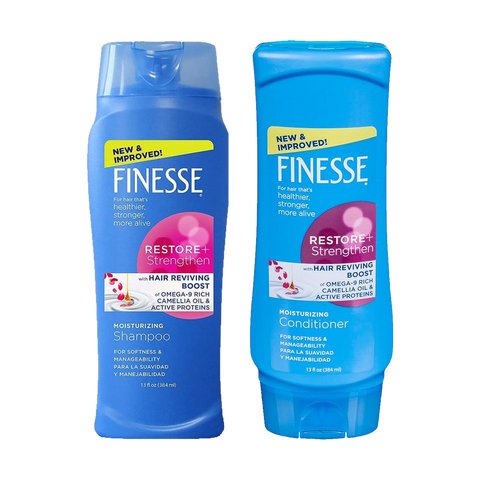 Finesse Restore + Strengthen Moisturizing Shampoo & Conditioner Set with Omega-9 Rich Camellia Oil & Active Proteins, for Softness & Manageability, 13 fl oz Each (2 Piece)