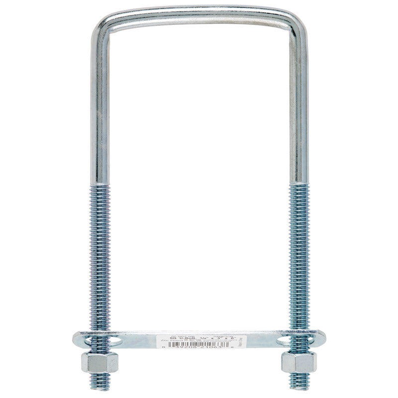 Hampton 3/8 in. X 3 in. W X 6 in. L Coarse Zinc-Plated Steel Square U-Bolt (Pack of 10)
