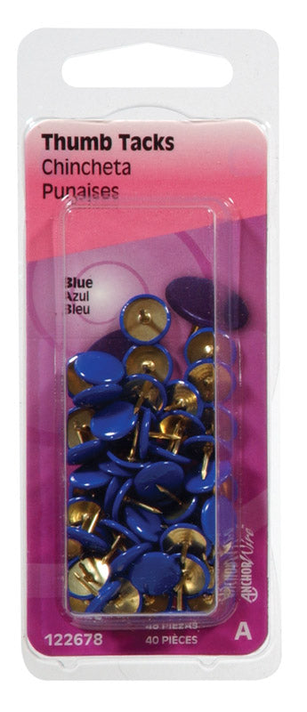 HILLMAN Blue Push Pins 40 pk (Pack of 6)