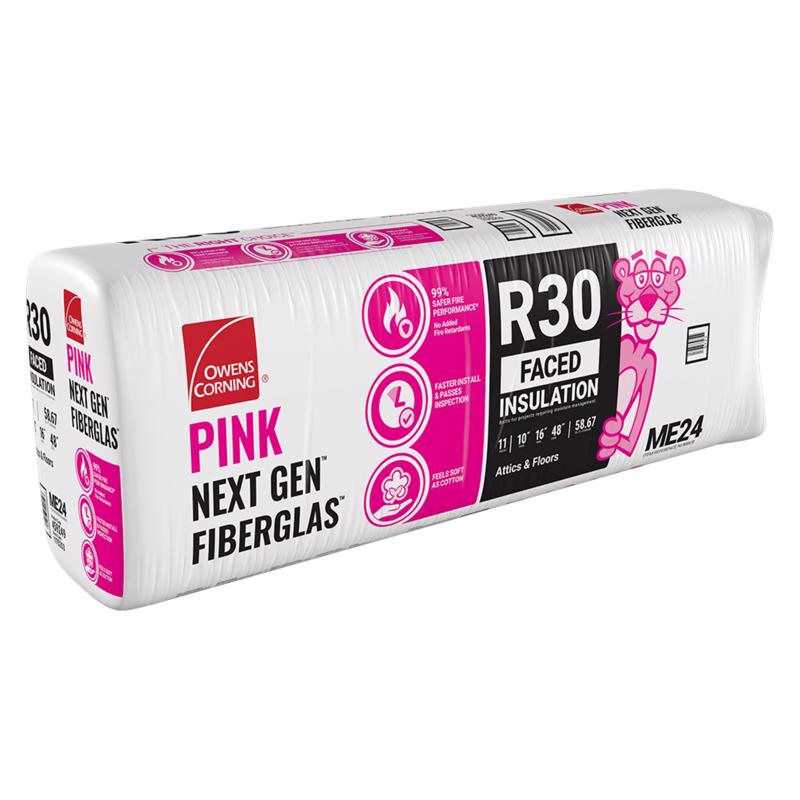 Owens Corning 16 in. W X 48 in. L X 10 in. R-30 Kraft Faced Fiberglass Insulation Batt 58.67 sq ft