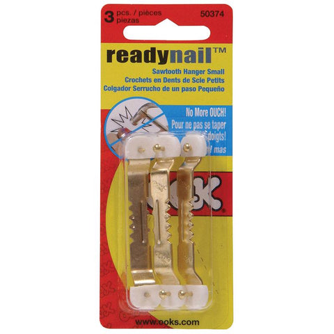 OOK ReadyNail Brass-Plated Sawtooth Picture Hanger 40 lb 3 pk