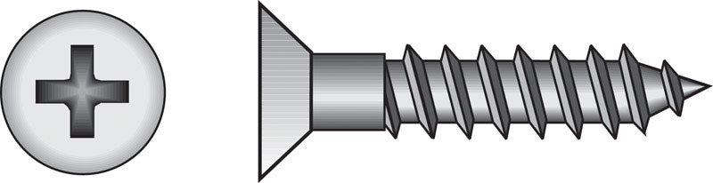 HILLMAN No. 6 Ga. X 1-1/2 in. L Phillips Zinc-Plated Coarse Wood Screws 100 pk