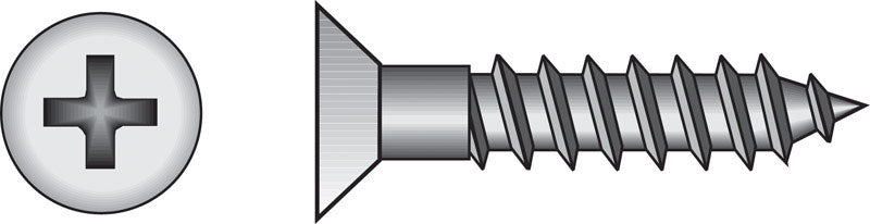 HILLMAN No. 12 Ga. X 1-1/2 in. L Phillips Zinc-Plated Coarse Wood Screws 100 pk