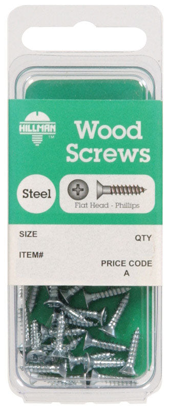 HILLMAN No. 4 Ga. X 1/2 in. L Phillips Zinc-Plated Coarse Wood Screws 30 pk (Pack of 10)