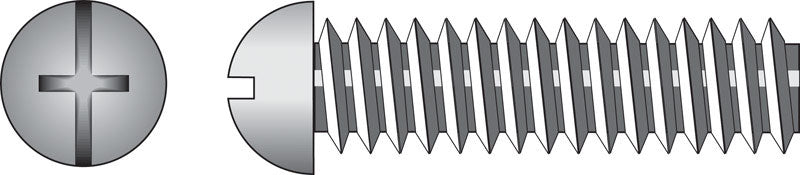 HILLMAN No. 10-24 Ga. X 1-1/4 in. L Combination Round Head Zinc-Plated Steel Machine Screws 100 pk