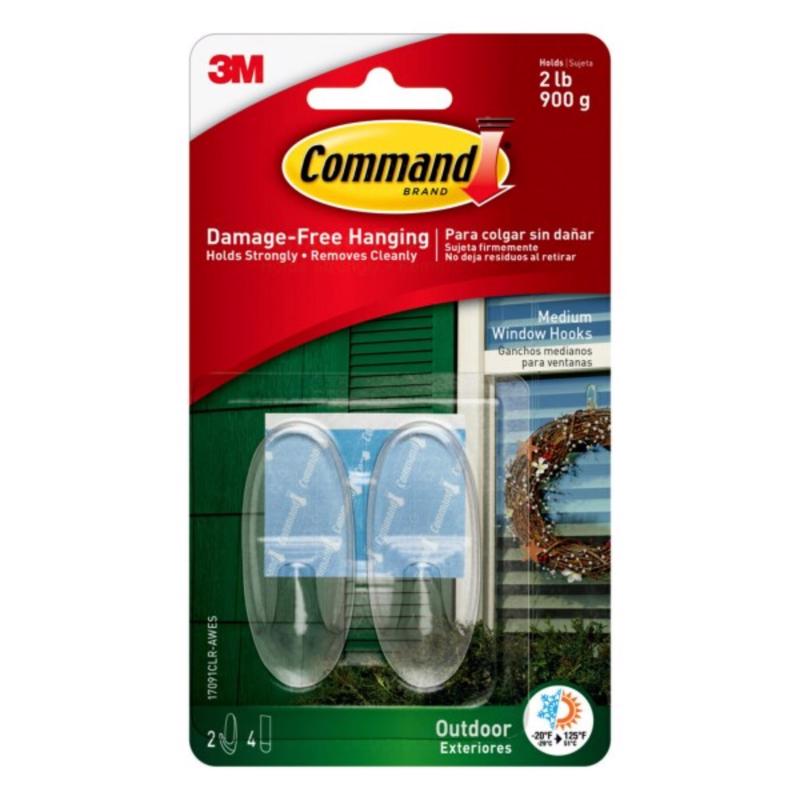Gancho de plástico mediano 3M Command, 1.625 pulg. de largo, paquete de 2 (paquete de 4)