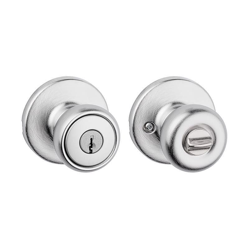 Kwikset SmartKey Tylo Smart Key Satin Chrome Entry Door Knob 1-3/4 in.