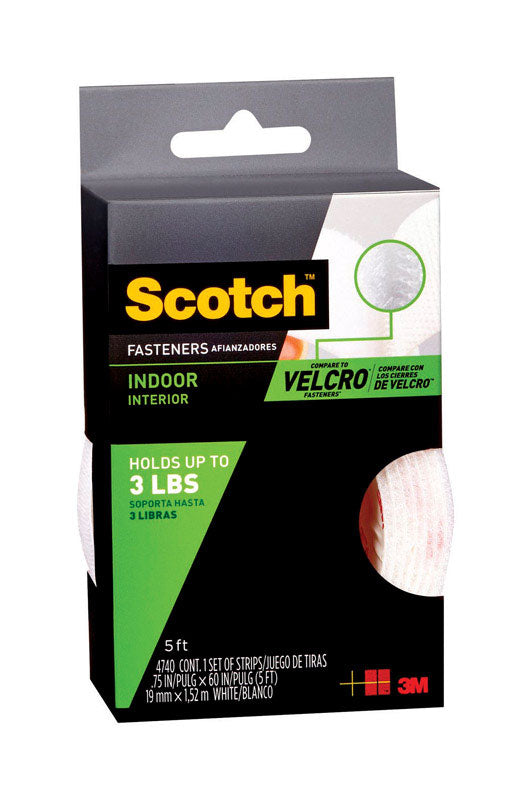 Cierre de gancho y bucle de espuma media Scotch 60 pulg. de largo, 1 paquete