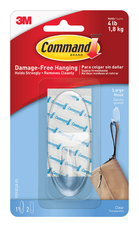 3M Command Large Plastic Hook 3.375 in. L 1 pk (Pack of 6)