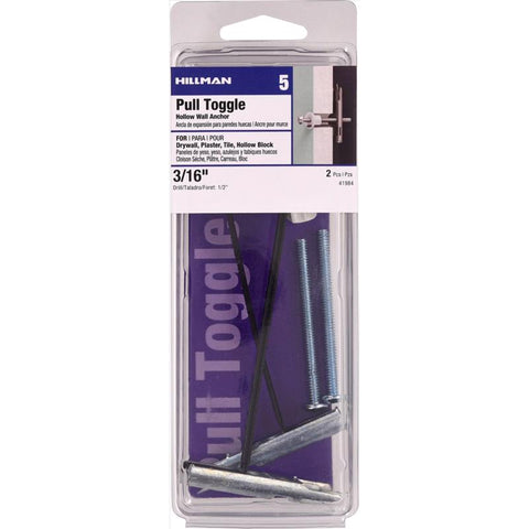 HILLMAN Rawl 3/16 in. D X 2-1/2 in. L Round Plastic RH Combo Strap Toggle 2 pk (Pack of 3)