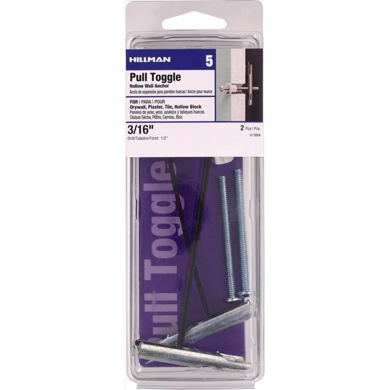 HILLMAN Rawl 3/16 in. D X 2-1/2 in. L Round Plastic RH Combo Strap Toggle 2 pk (Pack of 3)