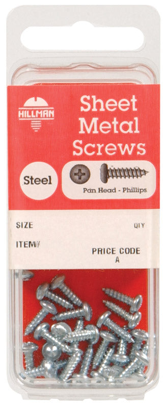 HILLMAN No. 10 Ga. X 1/2 in. L Phillips Pan Head Sheet Metal Screws 12 pk (Pack of 10)