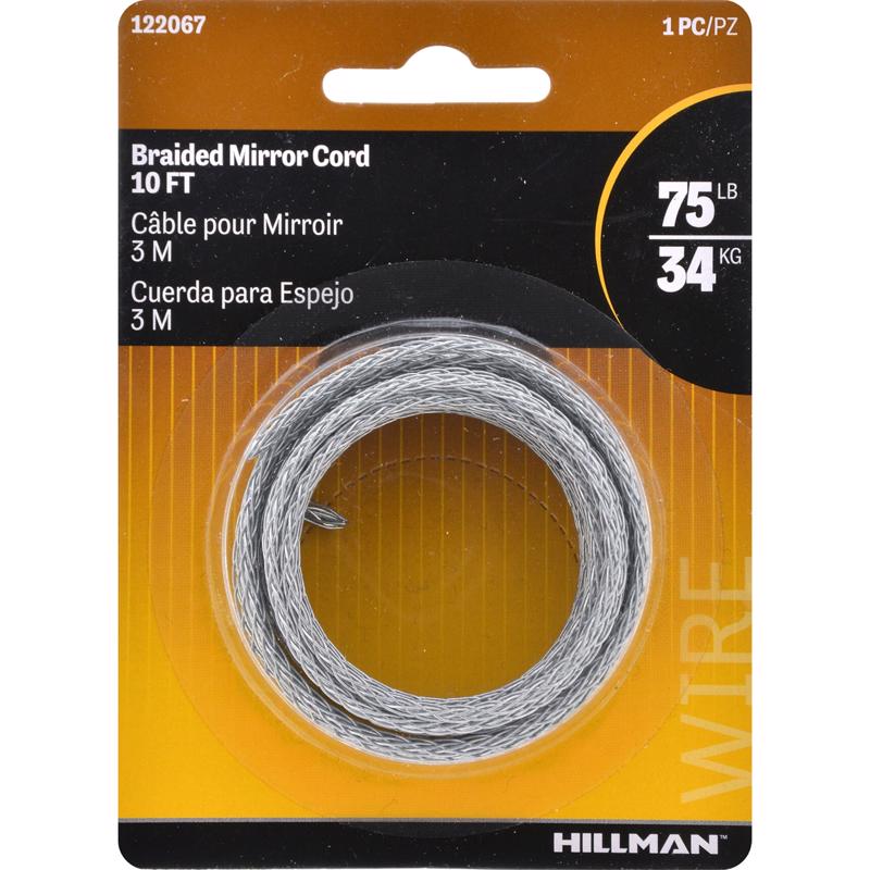 HILLMAN Galvanized Silver Picture Hanging Cord 75 lb 1 pk (Pack of 10)