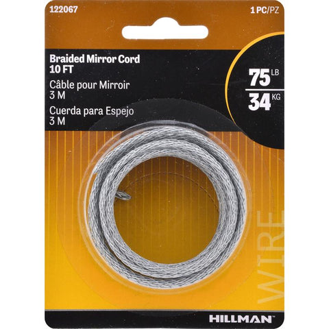 HILLMAN Galvanized Silver Picture Hanging Cord 75 lb 1 pk (Pack of 10)