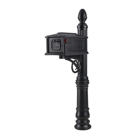 Architectural Mailboxes Stratford Decorative Plastic Post Mount Black Mailbox and Post Kit