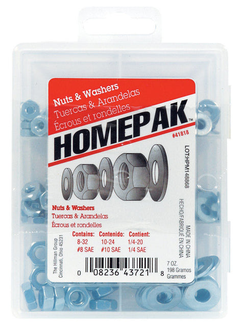 HILLMAN Zinc-Plated Steel Various Sizes Nut and Washer Kit 6 pk (Pack of 5)