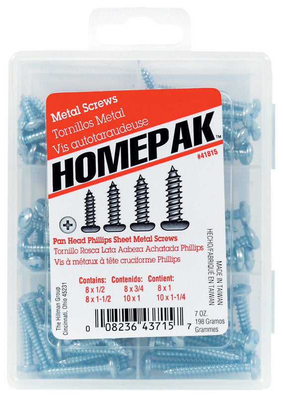 HILLMAN Homepak No. 14 Ga. Phillips Pan Head Sheet Metal Screw Assortment 1 pk (Pack of 5)