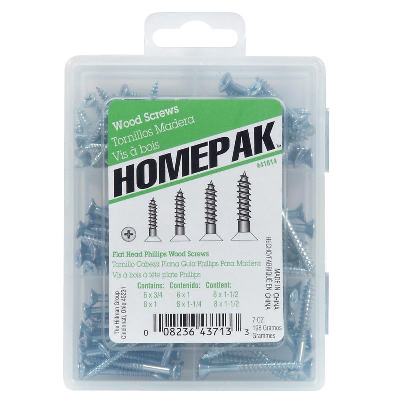 HILLMAN Homepak Assorted Ga. X Various in. L Phillips Zinc-Plated Coarse Wood Screw Assortment 120 p (Pack of 5)