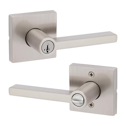 Kwikset Halifax Signature Series Contemporary Satin Nickel Entry Lockset KW1 1-3/4 in.