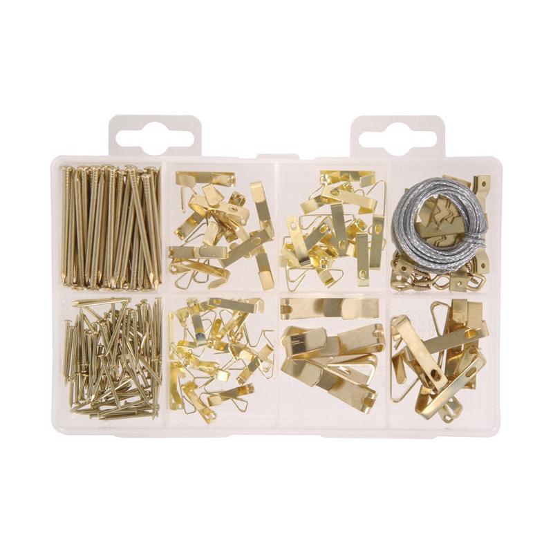 HILLMAN Brass-Plated Silver Assorted Picture Hanging Set 50 lb 206 pk (Pack of 6)