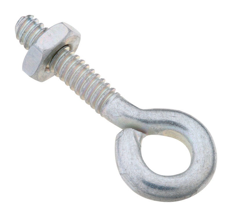 National Hardware Tornillo de ojo de acero galvanizado de 3/16 pulg. x 1-1/2 pulg. de largo, tuerca incluida
