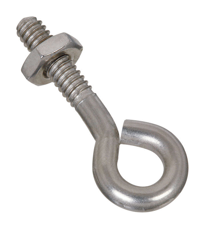 National Hardware 3/16 in. X 1-1/2 in. L Stainless Stainless Steel Eyebolt Nut Included (Pack of 10)