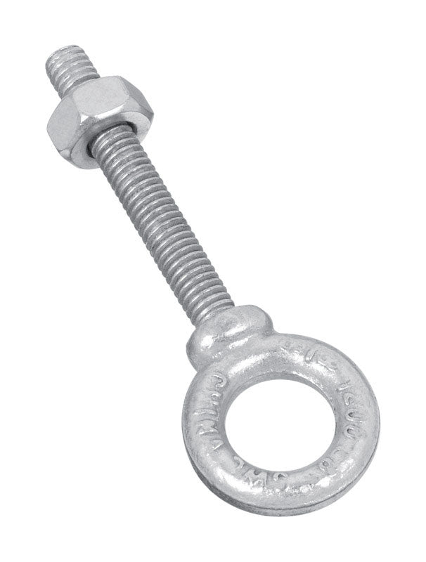 National Hardware Tornillo de ojo de acero forjado galvanizado de 3/8 pulg. x 2-1/2 pulg. de largo, tuerca incluida