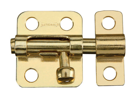 National Hardware Brass-Plated Gold Steel Window Bolt 2 in. L X .75 in. H 1 pk