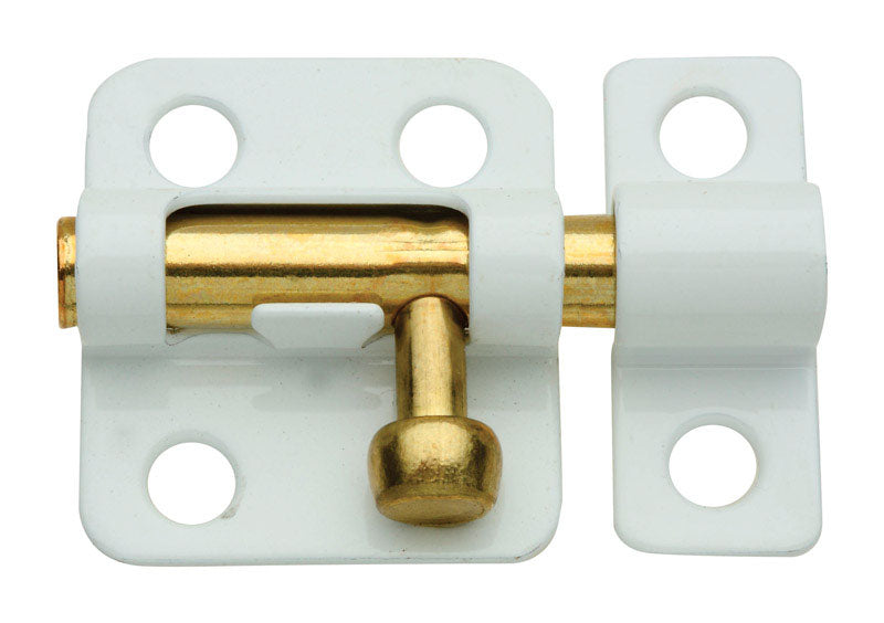 National Hardware Brass-Plated White Steel Window Bolt 2 in. L X .75 in. H 1 pk
