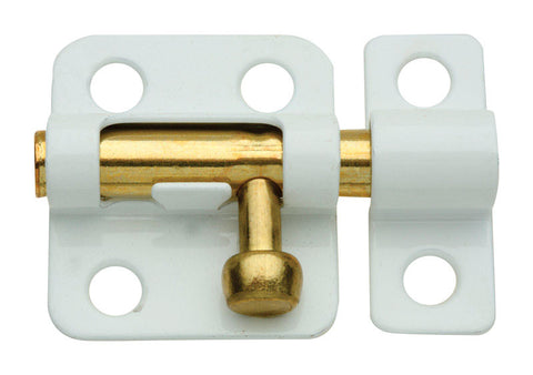 National Hardware Brass-Plated White Steel Window Bolt 2 in. L X .75 in. H 1 pk