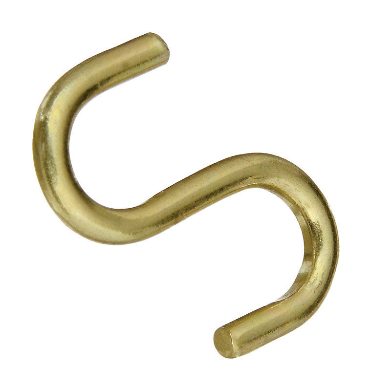 National Hardware Small Gold Solid Brass 1 in. L Open S-Hook 1 pk